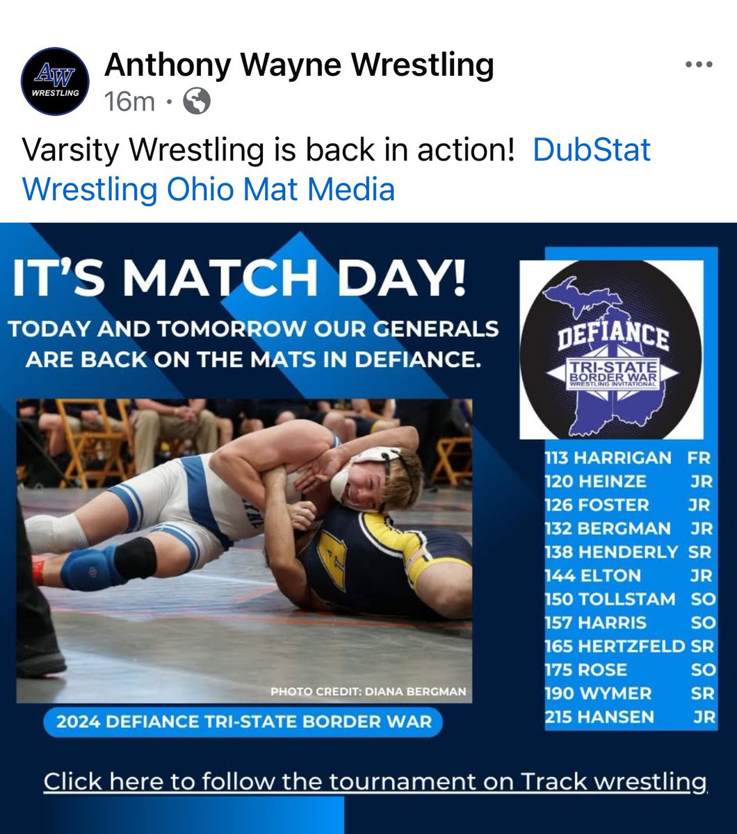 Come out support the AW Varsity Wrestlers today!  🤼‍♂️💙

All sports, all the time!