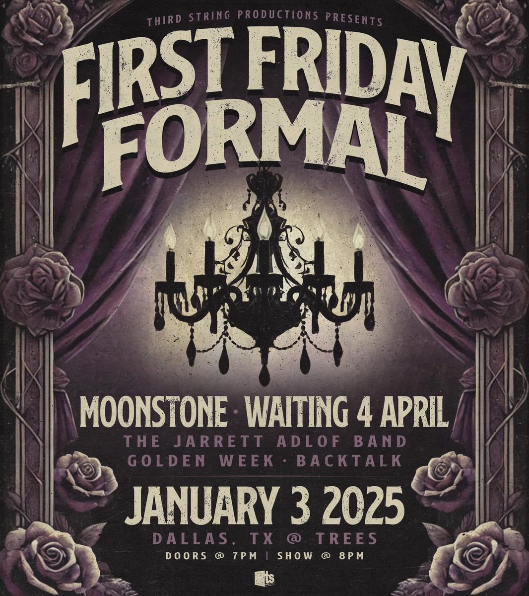 This is in one week! 

I’m playing and promoting!

It’s also formal attire encouraged so bring a date or a friend, dress fancy, and come out.

Start the New Year off right! 

Let me know if you need a ticket for $16

<a href="/treesdallas/">TREES</a> <a href="/ThirdStringEnt/">Third String Entertainment</a> <a href="/W4Aofficial/">Waiting4April</a> <a href="/GoldenWeekMusic/">Golden Week</a>