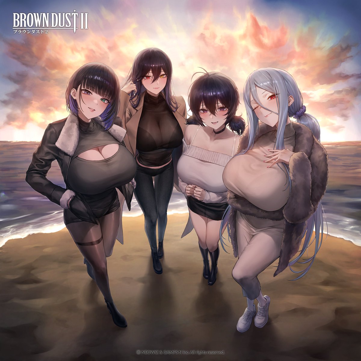 BROWNDUST2_JP's tweet photo. あけましておめでとうございます！
2025年、新年を迎えました！🎊

これからもブラウンダスト2が皆様の日常に面白さを与えられますように！

では、日の出を見に来た彼女たちと新年の願掛けをしてみましょうか？🌅

イラストby モネギ | Monegi(@mjsnngi1910)

#ブラウンダスト2 #ブラダス2 #Welcome2025 #HappyNewyear #あけおめ