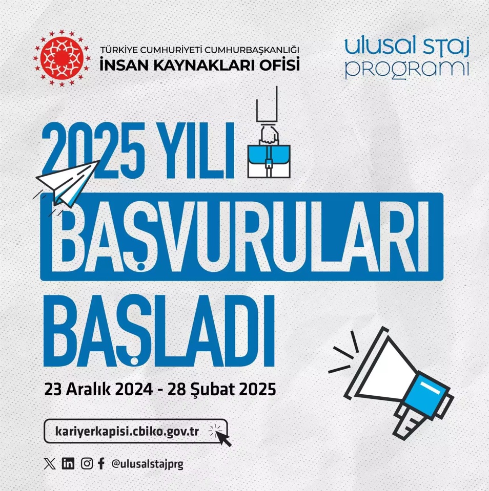 2025 yılı Ulusal Staj Programı başvuruları başladı! Tüm öğrencilerimize başarılar dileriz.

🔗kariyerkapisi.cbiko.gov.tr

@einsan_tccbiko 
@tccbiko 
<a href="/kariyerkapisi/">Kariyer Kapısı</a> 
<a href="/NEUniversitesi/">Necmettin Erbakan Üniversitesi</a>