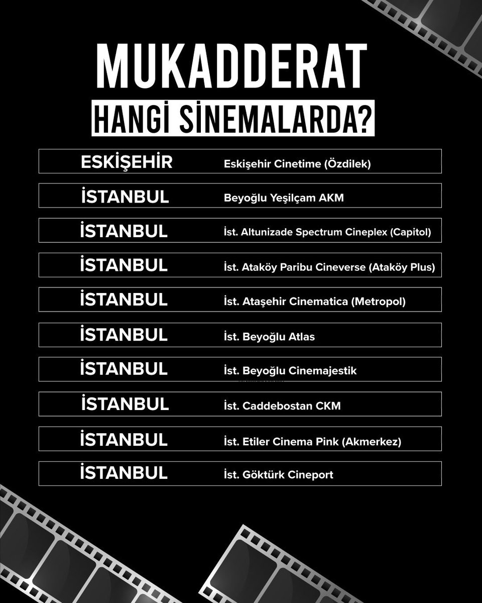 mukadderatresmi's tweet photo. “Mukadderat” bu hafta hangi sinemalarda?👇🏻 https://t.co/fHpRCG34KR