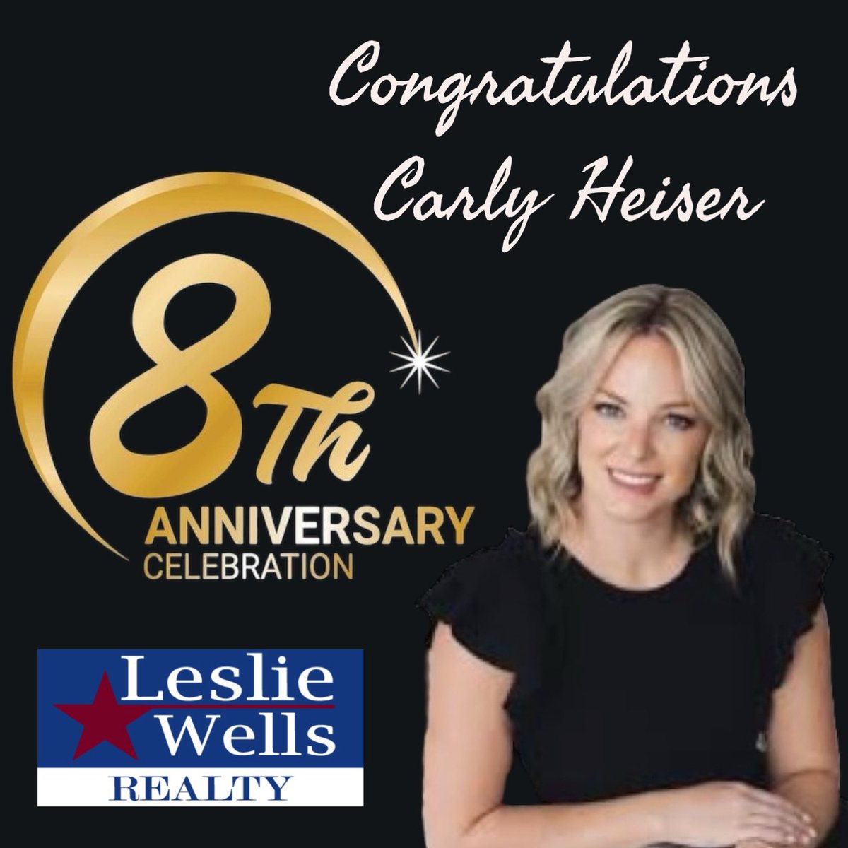 LWellsRealty's tweet photo. From all of us at Leslie Wells Realty, we want to extend our heartfelt congratulations to Carly Heiser on her 8th anniversary with our team!  Carly’s dedication, hard work, and infectious enthusiasm have been a true asset to our company https://t.co/zuLlY8sBO8