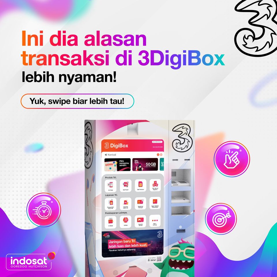 triindonesia's tweet photo. Kejadiaanya begitu cepat ~
Tiba-tiba transaksi udah berhasil, emang secepat itu transaksi di #3DigiBox.
Mau beli kartu perdana, top up e-wallet, atau bayar listrik? Cuss, ke #3DigiBox terdekat aja!
Cek lokasi lengkapnya di https://t.co/17I8xLA1Op
#IniWaktunyaKita https://t.co/k8tlpbFtTD