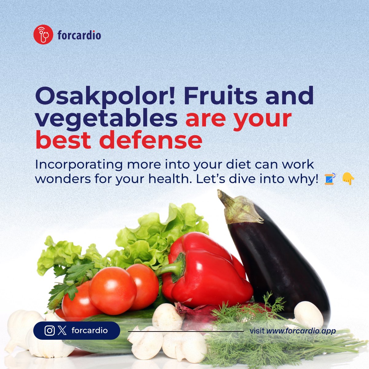 Osakpolor, Fruits and vegetables are your best defense! Incorporating more into your diet can work wonders for your health. 

Let’s dive into why! 🧵👇