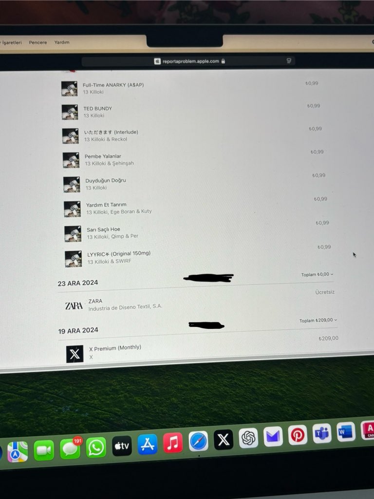 Geçen gün Killoki'nin son albümünü satın aldım.

Sarı Saçlı Hoe satın alımlarımda görünmesine rağmen indiremiyorum.

OR*SPU EVLATLARI KENDİ RIZAMLA SATIN ALDIĞIM PARÇAYI BANA DİNLETMİYOR.

Apple Destek'i aradım, sürecin takipçisi olacağım.

HİÇBİR gerekçe bunu haklı çıkartamaz.