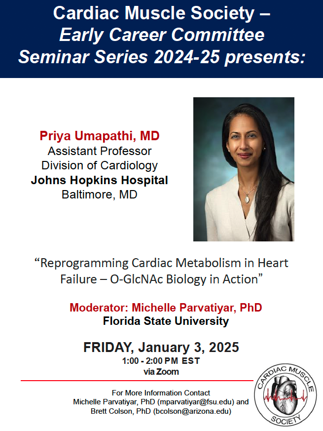MuscleCardiac's tweet image. Please join us for our upcoming ECC seminar in 2025.
When: Jan 3, 2025 01:00 PM Eastern Time (US and Canada)
Register in advance for this meeting:
fsu.zoom.us/meeting/regist…
After registering, you will receive a confirmation email with information about joining the meeting.
