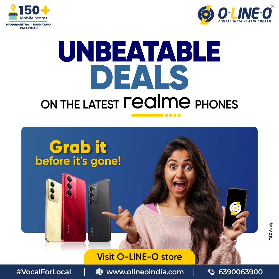 OLineOIndia's tweet image. Unbeatable Deals Alert! 🚀 Grab the latest realme smartphone at prices you won’t believe!

✨ Upgrade your tech game today and enjoy unmatched performance. Don’t wait—offers this good don’t last long!
.
.
.
.
.
#RealmeDeals #SmartphoneUpgrade #OLINEO #olineoindia #Smartphone