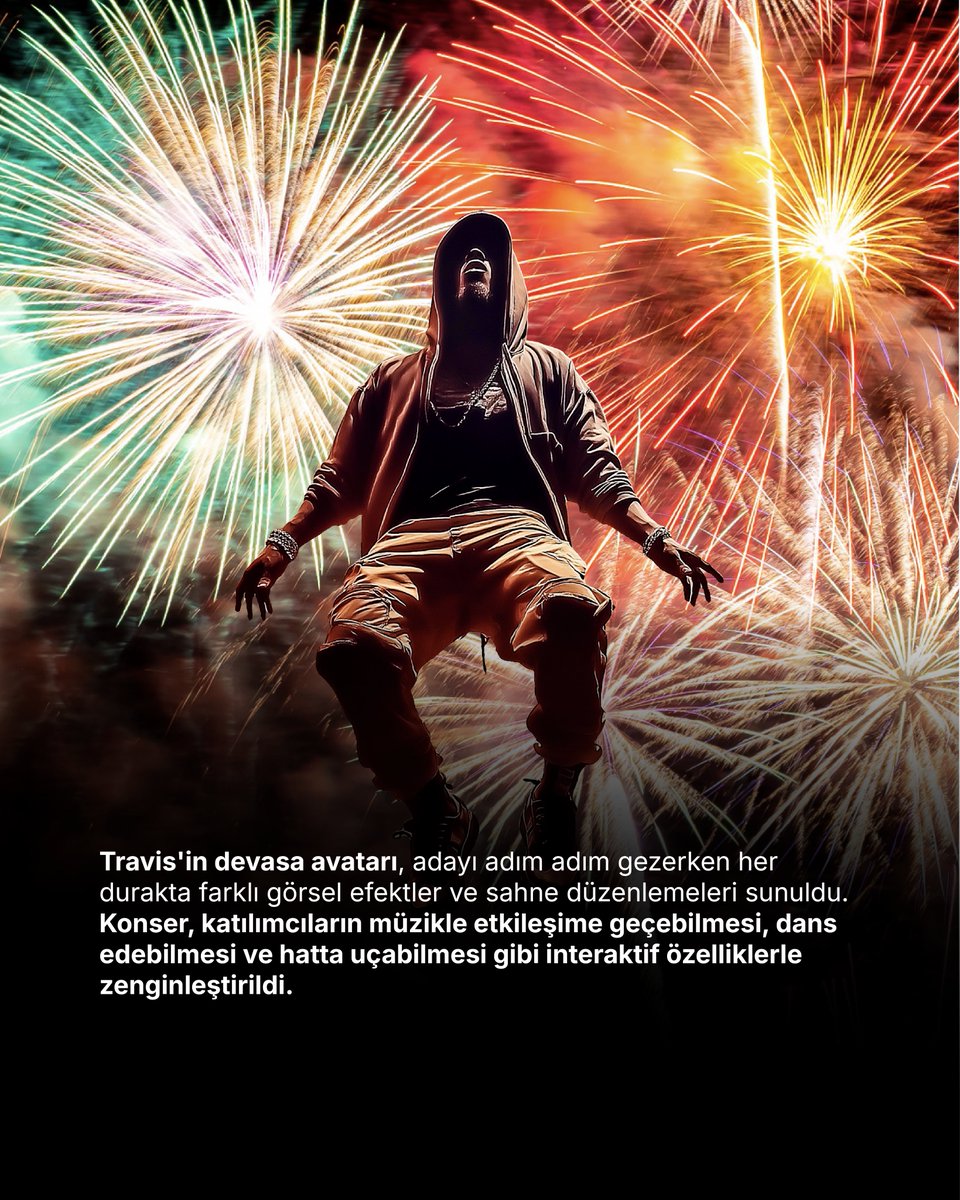 WhiteBIT_TR's tweet photo. ๐ถ Metaverse Dev Konseri!
Travis Scott, Nisan 2020'de 12 milyonu aลkฤฑn izleyiciye muhteลem bir gรถrsel ve interaktif ลรถlen sundu.
Bu etkinlik, sanal konserlerin geleceฤini ve Metaverse'in kรผltรผrel potansiyelini ortaya koydu. ๐
#TravisScott #FortniteConcert #VirtualConcert https://t.co/1nX7pYX1RS