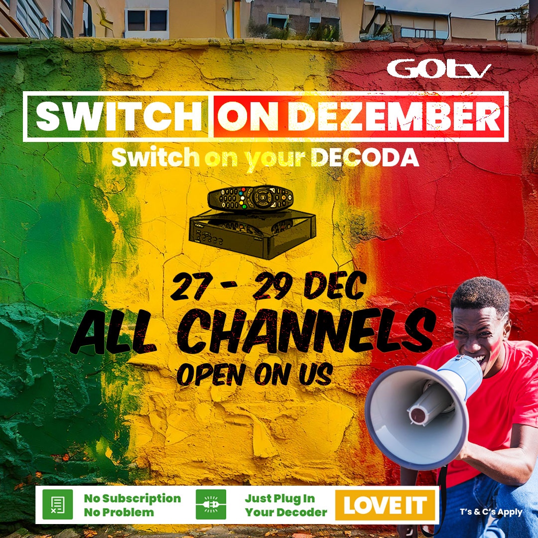 gotv_malawi's tweet image. 🎅✨ Let the festive vibes flow! From 27-29 Dec, every GOtv channel is UNLOCKED—for FREE! 🥳 Plug in, sit back, and let GOtv make your DEZEMBER unforgettable. 🎄🔥 #GOtvOpenWeekend