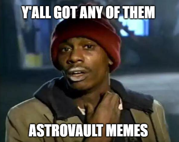 Astrovault Marketing DAO (@axvmarketingdao) on Twitter photo Have you submitted your memes already, anon?
Don't miss the massive opportunity of winning 1000 AXV π€―
Join <a href="/axvdex/">Astrovault</a> Discord and start the fun! π¨π§βπ¨ Have you submitted your memes already, anon?
Don't miss the massive opportunity of winning 1000 AXV π€―
Join <a href="/axvdex/">Astrovault</a> Discord and start the fun! π¨π§βπ¨