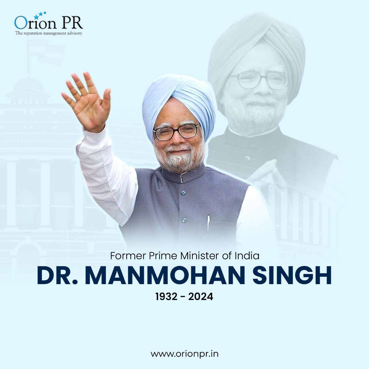 OrionPRAgency's tweet photo. Dr. Manmohan Singh: The visionary leader who transformed India's economy and strengthened its global presence. Your contributions will forever be remembered. 🇮🇳
#ManmohanSingh #Legacy https://t.co/P7mMedjKW4