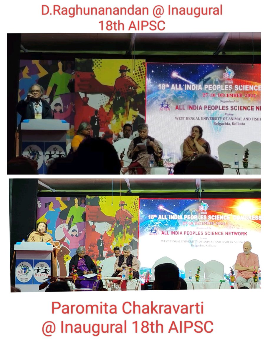 gsaipsn's tweet photo. #18AIPSC 18th All India People's Science Congress @Kolkata 27 Dec to 30 Dec
Inaugural session 
Raghunandan spoke about what Aipsn has done and is going to do in Climate change.
Paromita Chakravarti elaborated on  inequality that exists relating to women https://t.co/ehkHYuVHhn