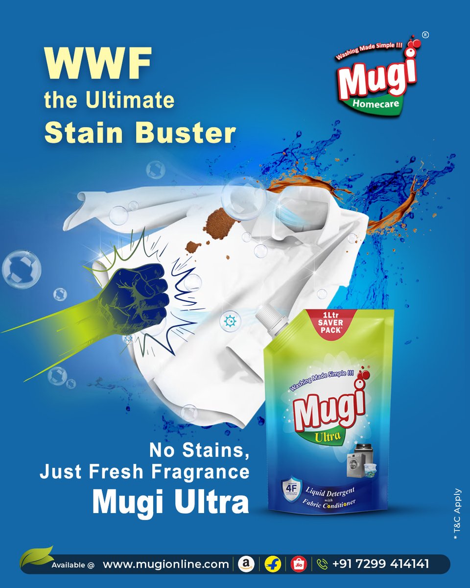 Mugi_Homecare's tweet image. After a busy day, you’re left with clothes covered in stubborn stains coffee spills, food stains, and dirt marks. But with Mugi Ultra, laundry day just got easier!

Shop Now at mugionline.com

#Mugi #MugiHomeCare #MugiUltra #Laundry #Washing #LiquidDetergent