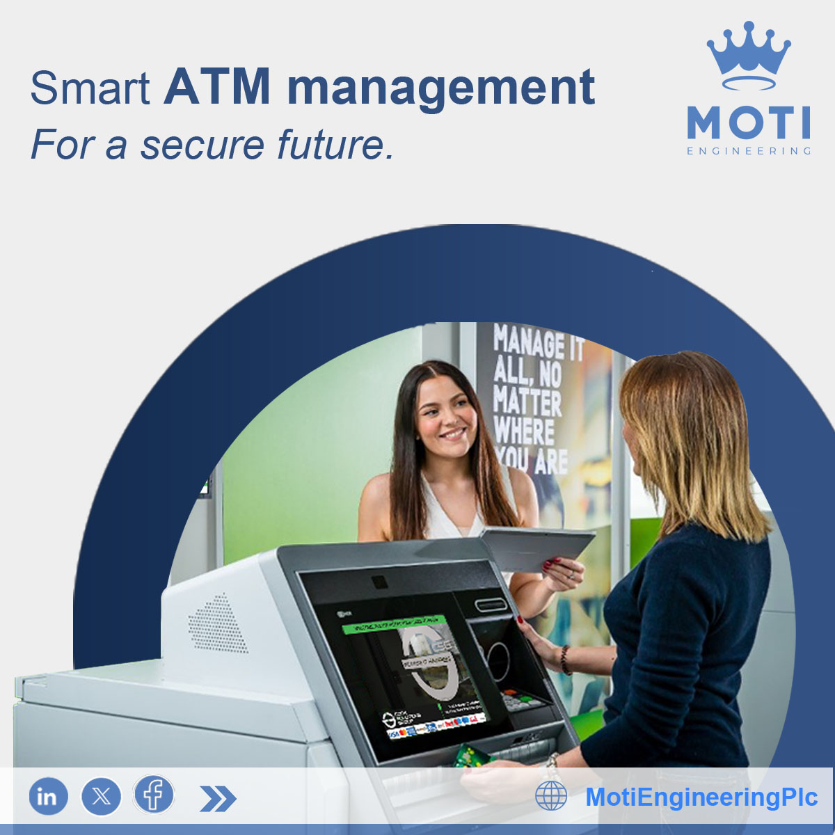 MotiEngineering's tweet photo. Empowering financial institutions with seamless ATM operations! 🌐 With MOTI Engineering PLC's advanced monitoring and remote management tools, experience unparalleled efficiency and security in every transaction.

#ATMManagement #FinancialSolutions #Security  #MOTIEngineering https://t.co/FezQuatbbB