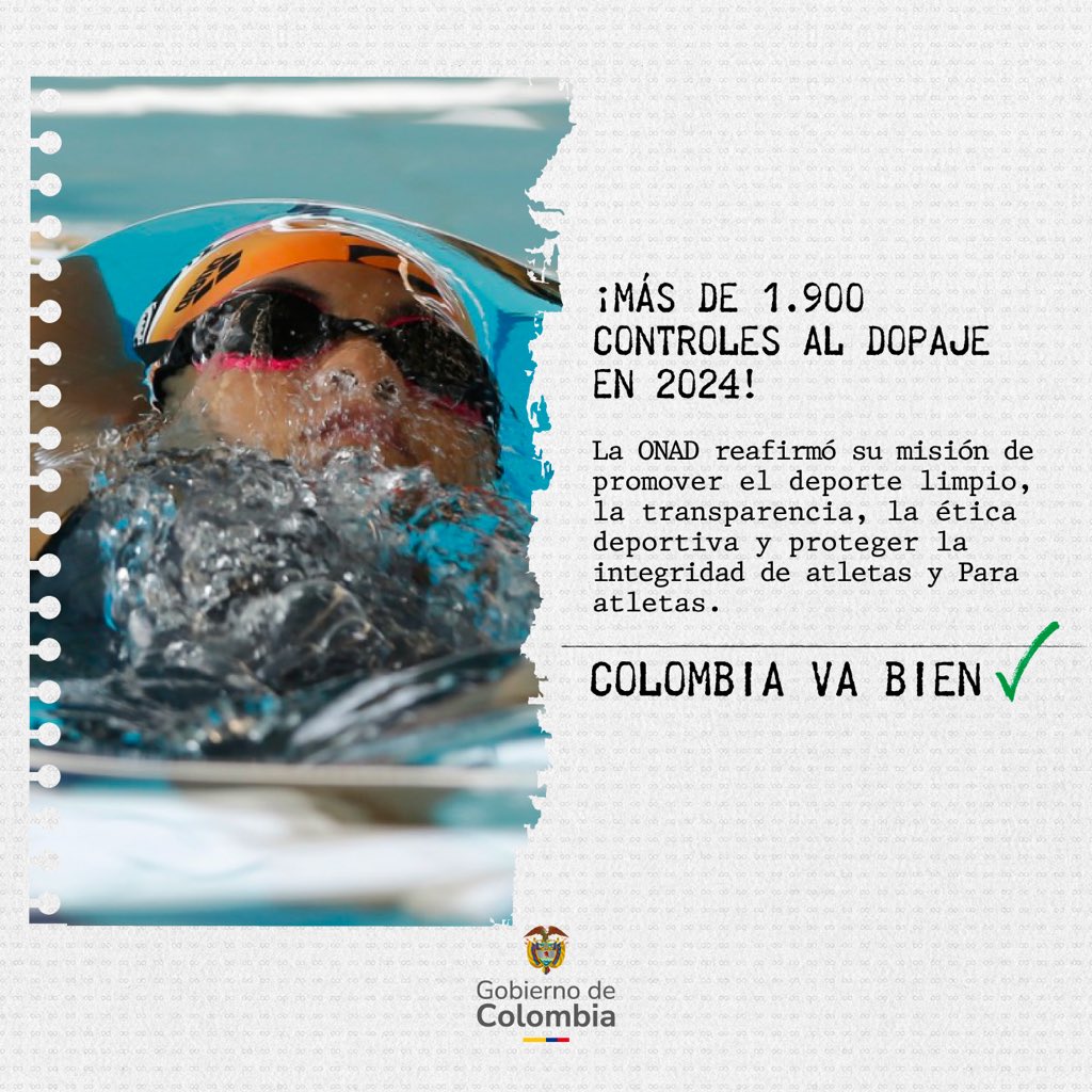 MinDeporteCol's tweet photo. ¡#ColombiaVaBien ✅ en la promoción de un deporte limpio!

En 2024, la #ONADColombia realizó 1.982 controles antidopaje (932 en competencias y 1.050 fuera de ellas) en eventos nacionales e internacionales. Además, 4.603 personas participaron en 78 actividades educativas. https://t.co/qImV3VG53O