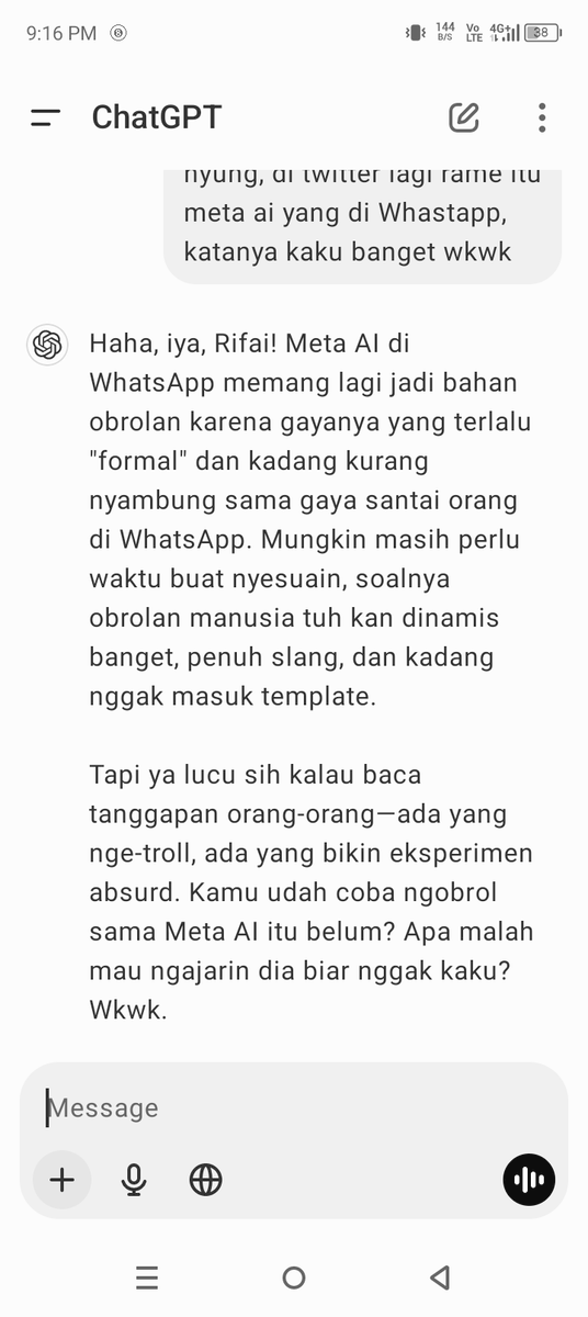 valsyx's tweet photo. @tanyakanrl chatGPT aja bilang terlalu formal https://t.co/aZVbvCkWQl