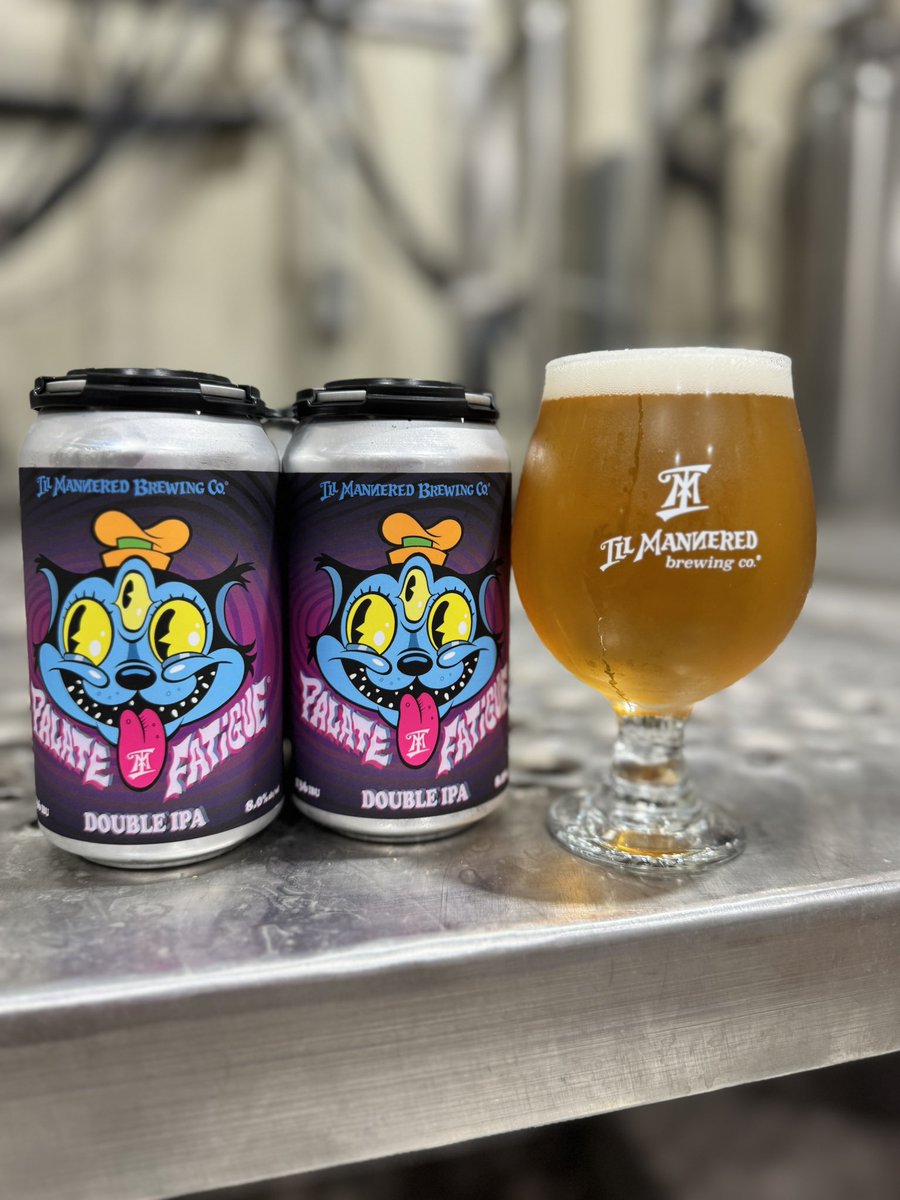 illmanneredbeer's tweet image. If you like DIPA’s we’ve got you covered! Our often asked for Double IPA, Palate Fatigue, is a  big, bold, and bitter beer, but with a delicious fruitiness that people love! 

It also has an amazing new label from @SamFout !

We have Sweet Cheeks BBQ for dinner from 5-8pm.