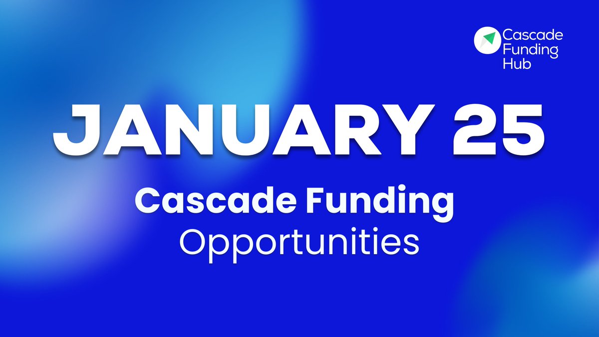 🎆 𝐉𝐚𝐧𝐮𝐚𝐫𝐲 𝟐𝟎𝟐𝟓: 𝟐𝟏 𝐂𝐚𝐬𝐜𝐚𝐝𝐞 𝐅𝐮𝐧𝐝𝐢𝐧𝐠 𝐂𝐚𝐥𝐥𝐬

Kickstart the year with funding for SMEs, startups &amp; innovators in tech, agriculture, tourism, &amp; more! €1K-€200K to drive impact.

🔗 Apply now: cascadefunding.eu/cascade-fundin…
📩 Alerts: cascadefunding.eu/#subscribe