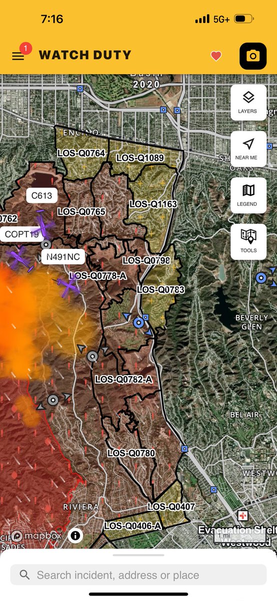 Approaching the San Fernando Valley and 405 zone …new evac orders and warnings in place #PalisadesFire 1/10/2025
