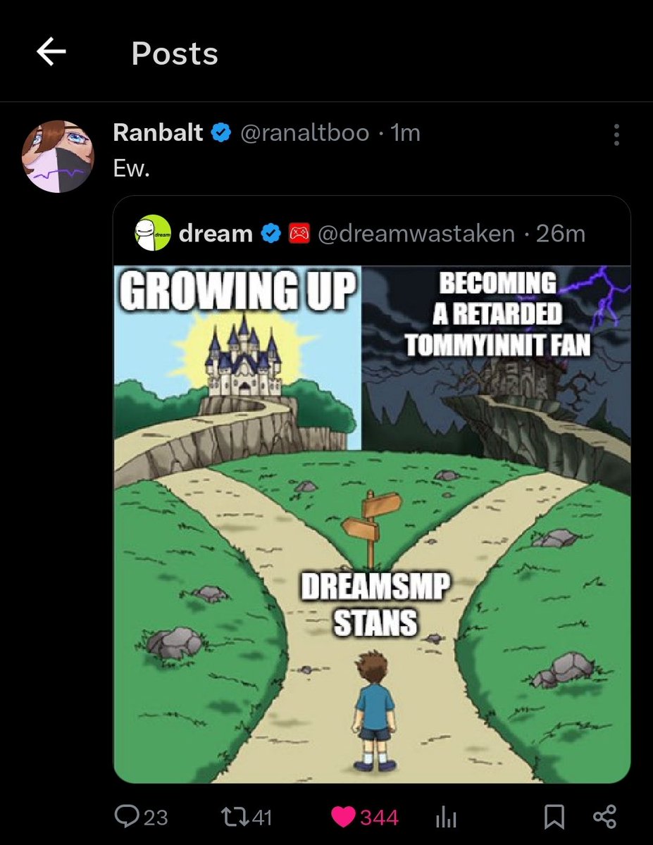 bogfrogonalog_'s tweet image. Ranboo listen to me very closely do NOT let them make you feel like you have to apologize for this. Tweet it again and speak your truth. Double down. Hit him with your car