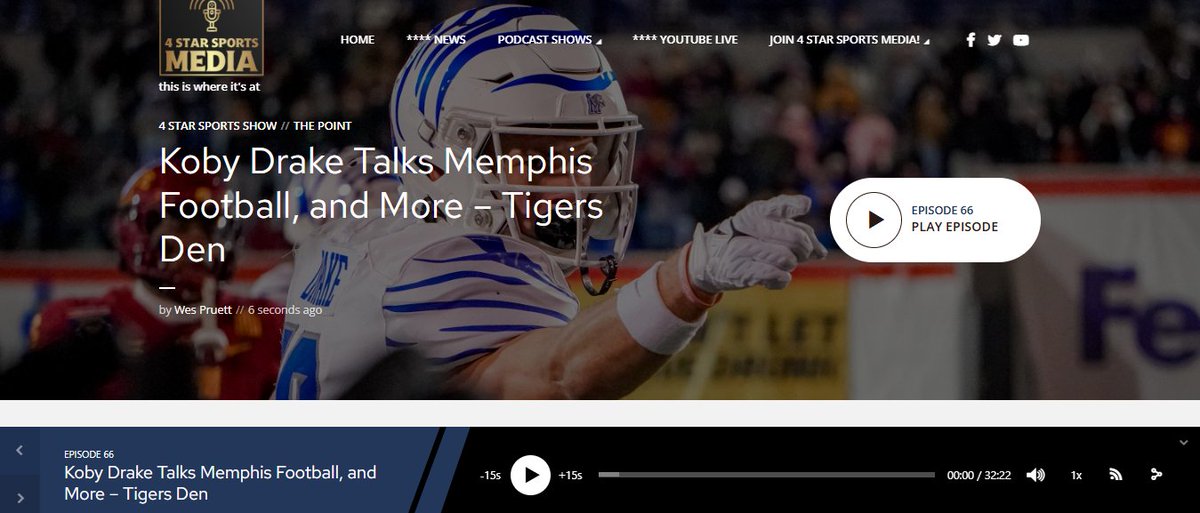 4 Star Sports Media (@4starsportsm) on Twitter photo This week on the Tigers Den, where we talk ALL things .<a href="/TigersAthletics/">Memphis Tigers</a>, we are joined by.<a href="/JSTURDIVANT1985/">Jonathan Sturdivant</a> and a special guest.
We sat down with former .<a href="/MemphisFB/">Memphis Football</a> wide receiver, .<a href="/kobydrake_53/">Koby Drake</a>, for a great conversation. In this, we discussed the Tigers, food, his legacy, and This week on the Tigers Den, where we talk ALL things .<a href="/TigersAthletics/">Memphis Tigers</a>, we are joined by.<a href="/JSTURDIVANT1985/">Jonathan Sturdivant</a> and a special guest.
We sat down with former .<a href="/MemphisFB/">Memphis Football</a> wide receiver, .<a href="/kobydrake_53/">Koby Drake</a>, for a great conversation. In this, we discussed the Tigers, food, his legacy, and