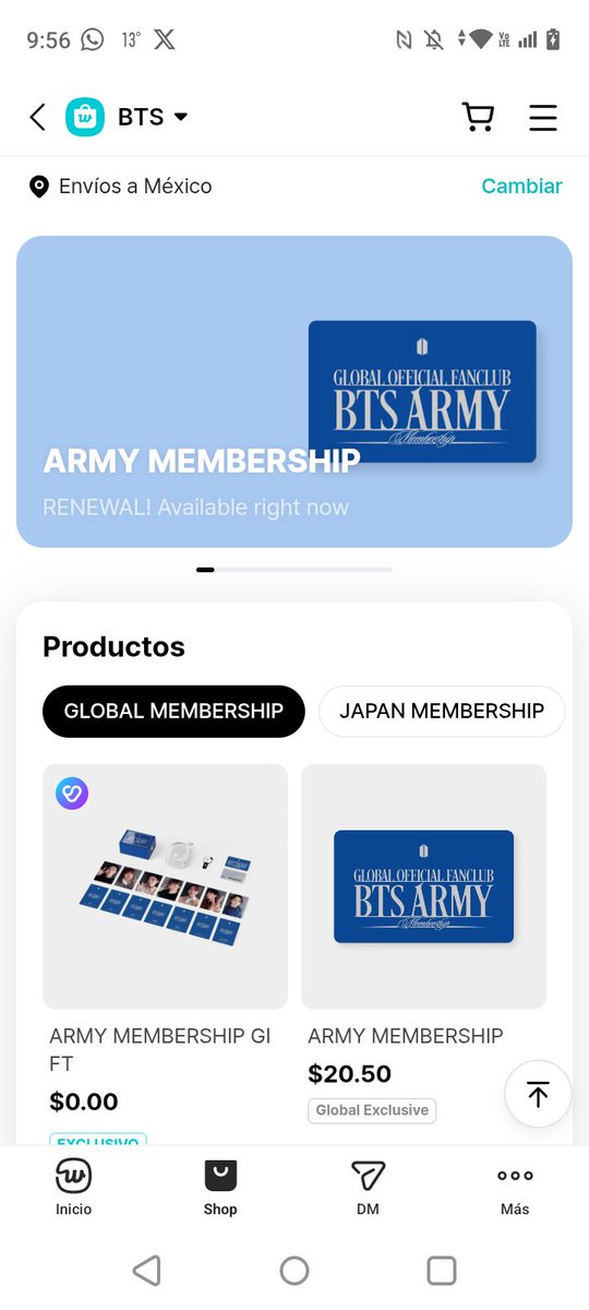 Roses8761's tweet photo. @MonnieRush7 En weverse, en el apartado de shop, seleccionas al artista BTS y ahí en Global membership, antes de pagar tienes que poner tus datos, yo pagué a través de Paypal https://t.co/uNspNVfcOp