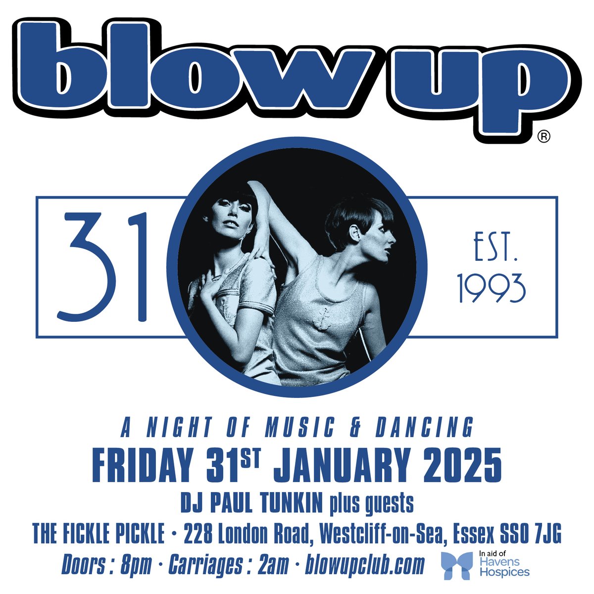 News announcement - the <a href="/BlowUp/">Blow Up</a>  Southend event on Friday 31st January has changed venue from Twenty-One (which was sold out) to the larger capacity The <a href="/ficklepicklec/">The Fickle Pickle</a>  (located next to the The Cricketers Pub Westcliff Southend). 

So, the date is the same but the venue has