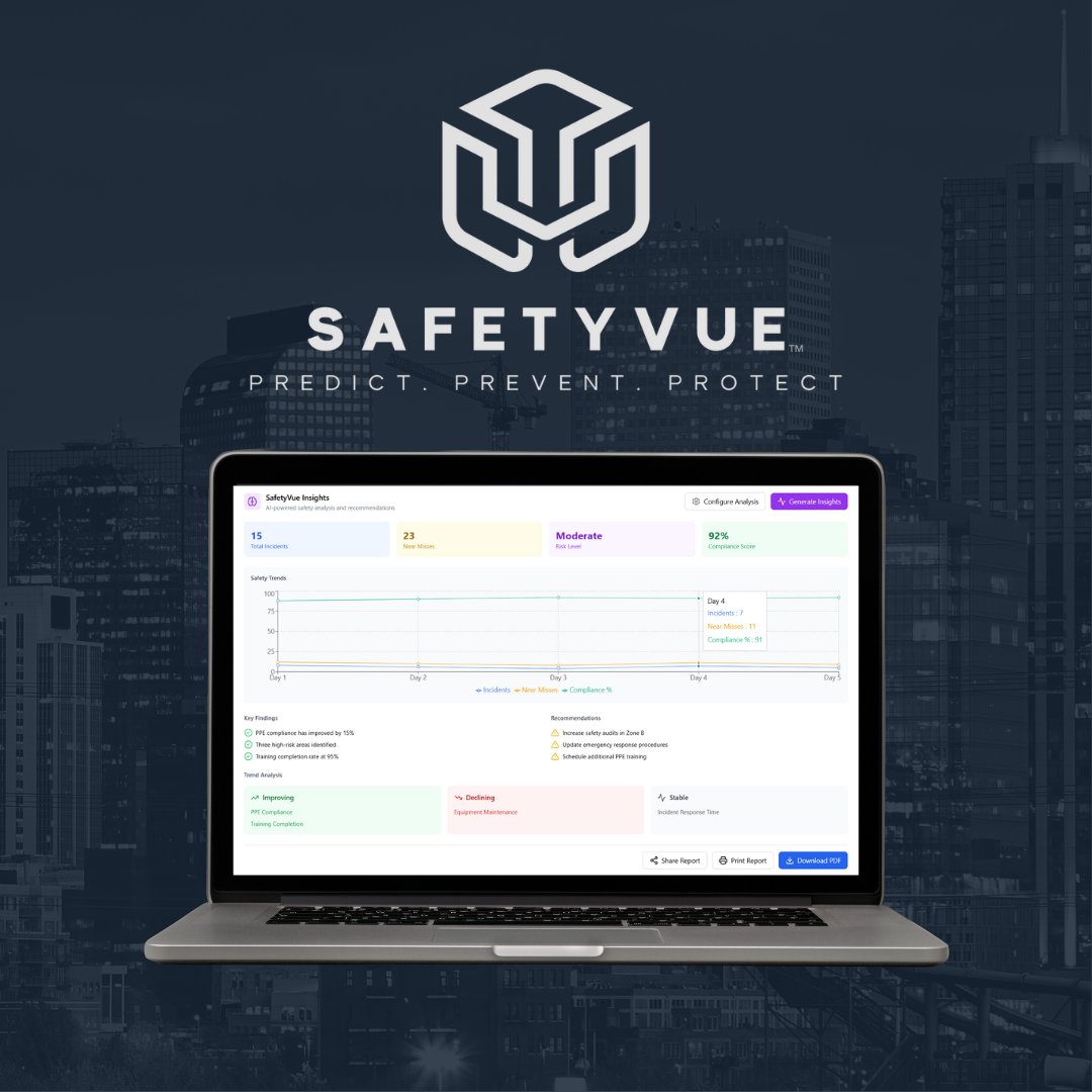SafetyVue's tweet image. A huge shout-out to the companies who have joined us to experience the power of predictive safety with SafetyVue Insights! 

For a limited time, you can join our pilot program at a special rate! 
Schedule your demo today! 👉 hubs.li/Q0326V2Z0 👈
#SafetyTechnology #SafetyVue