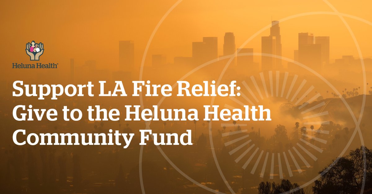 HelunaHealth's tweet photo. Support LA wildfire relief through the Heluna Health Community Fund. Many public health workers, key to disaster response, have been displaced. Your donation aids urgent community needs for a swift recovery. Every bit helps. Donate now: https://t.co/gjDMHTNx0T https://t.co/kkvJe8ishe