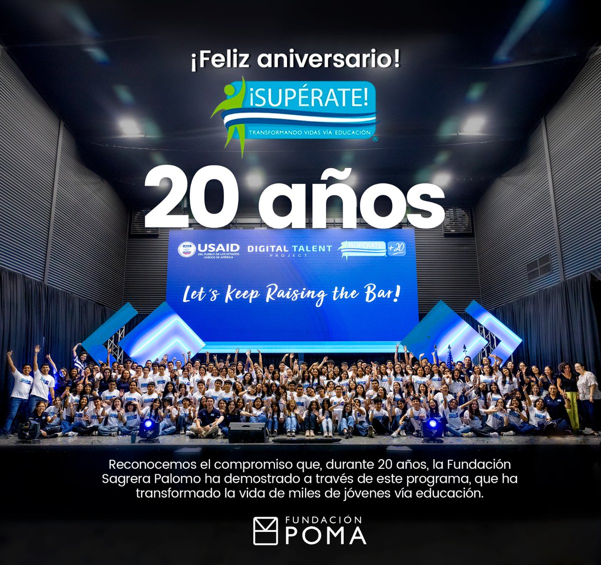 Fundación Poma (@fundacionpoma) on Twitter photo 🎊 20 años de superación e historias que inspiran. ¡Feliz aniversario, <a href="/PESuperate/">Programa ¡Supérate!</a>! 🌟
Gracias por inspirar y transformar tantas vidas durante dos décadas.
🥳 ¡Seguiremos trabajando juntos para ver más sueños cumplidos! 🎂
#FundaciónPoma #Supérate20Años #Supérate #Educación 🎊 20 años de superación e historias que inspiran. ¡Feliz aniversario, <a href="/PESuperate/">Programa ¡Supérate!</a>! 🌟
Gracias por inspirar y transformar tantas vidas durante dos décadas.
🥳 ¡Seguiremos trabajando juntos para ver más sueños cumplidos! 🎂
#FundaciónPoma #Supérate20Años #Supérate #Educación