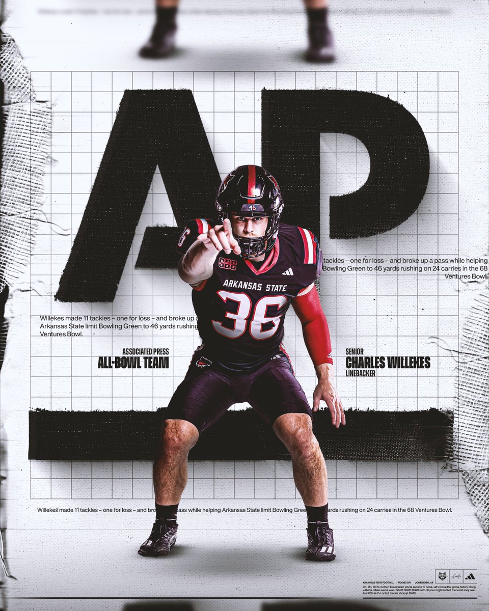 Arkansas State Football (@astatefb) on Twitter photo Congratulations <a href="/charw99/">Charles Willekes</a> on being named <a href="/AP/">The Associated Press</a> All-Bowl Team, the first Red Wolf to earn the accolade since 2016!
#WolvesUp ๐บ๐ค๐ป Congratulations <a href="/charw99/">Charles Willekes</a> on being named <a href="/AP/">The Associated Press</a> All-Bowl Team, the first Red Wolf to earn the accolade since 2016!
#WolvesUp ๐บ๐ค๐ป