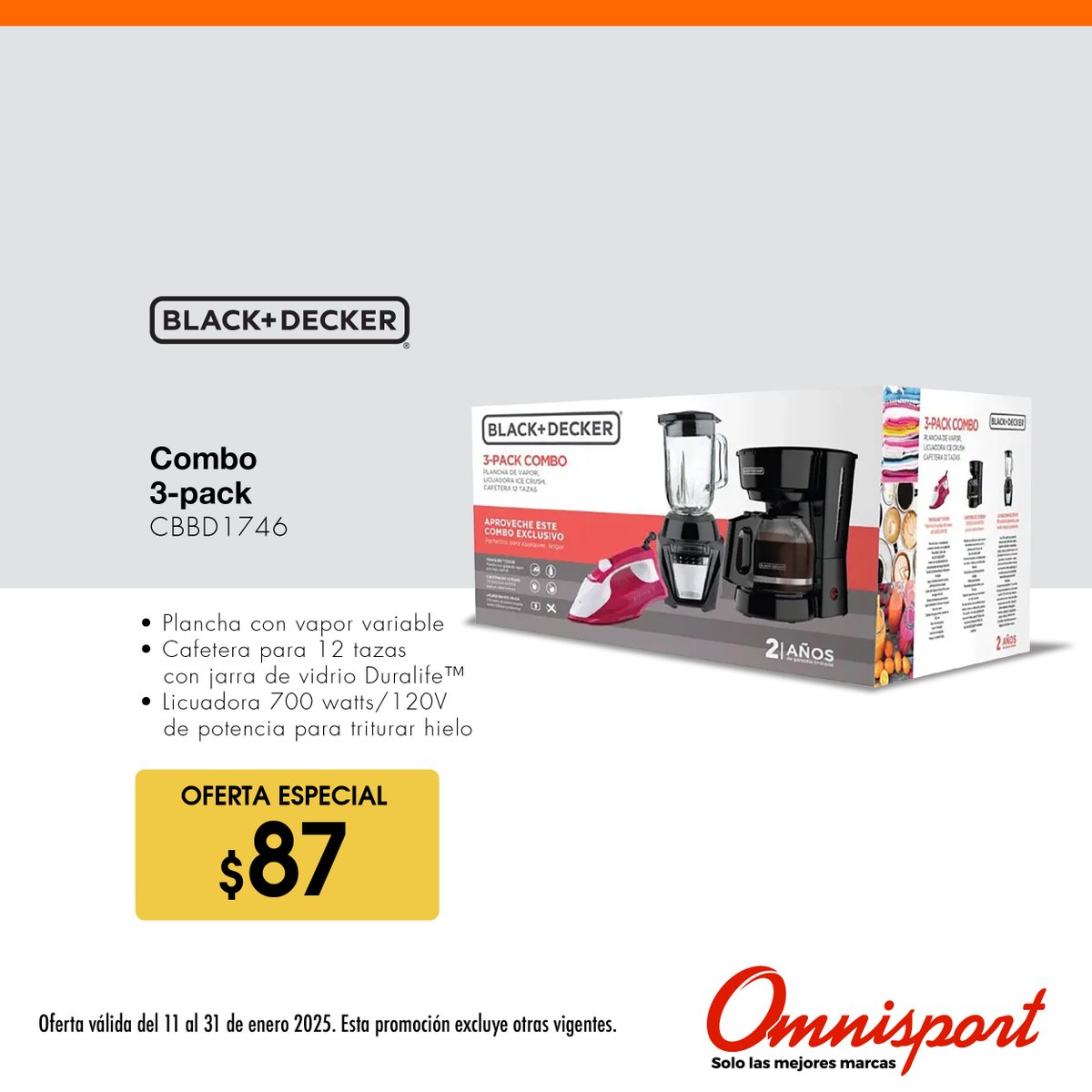 ¡La promoción que necesitabas! El combo Black+Decker  incluye licuadora, cafetera y plancha. ¡Prepara tus bebidas y alimentos favoritos con facilidad!
¡Por tiempo limitado, no te la puedes perder!

tinyurl.com/muuxdve2