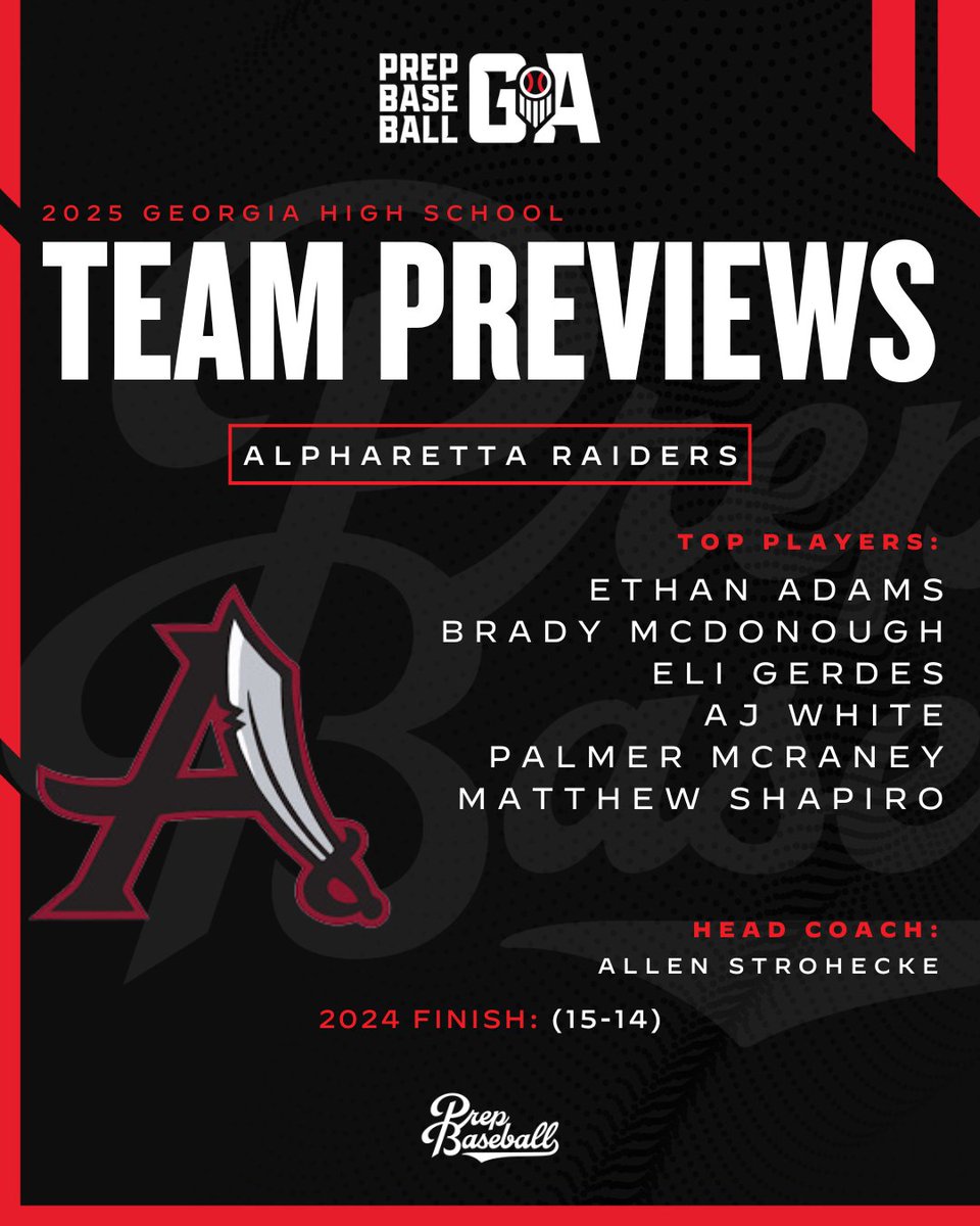 𝟐𝟎𝟐𝟓 𝐆𝐞𝐨𝐫𝐠𝐢𝐚 𝐇𝐒 𝐓𝐞𝐚𝐦 𝐏𝐫𝐞𝐯𝐢𝐞𝐰 📝
𝑨𝒍𝒑𝒉𝒂𝒓𝒆𝒕𝒕𝒂 𝑹𝒂𝒊𝒅𝒆𝒓𝒔 (<a href="/AlpharettaBB/">Alpharetta Baseball</a>)

+ Alpharetta will have a strong 1-2 punch in <a href="/Ethan57022043/">Ethan Adams</a> &amp; <a href="/EliGerdes13/">Eli Gerdes</a> on the mound.

Notable returners, team outlook, &amp; more below. ⤵️
🔗 loom.ly/sNEQcBY