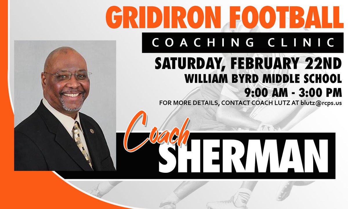 We are excited to announce that Coach Sherman, head football coach at Ferrum College, will be speaking at this year’s 3rd Annual Gridiron Football Coaching Clinic. <a href="/coach_ksherman/">Kevin Sherman</a>