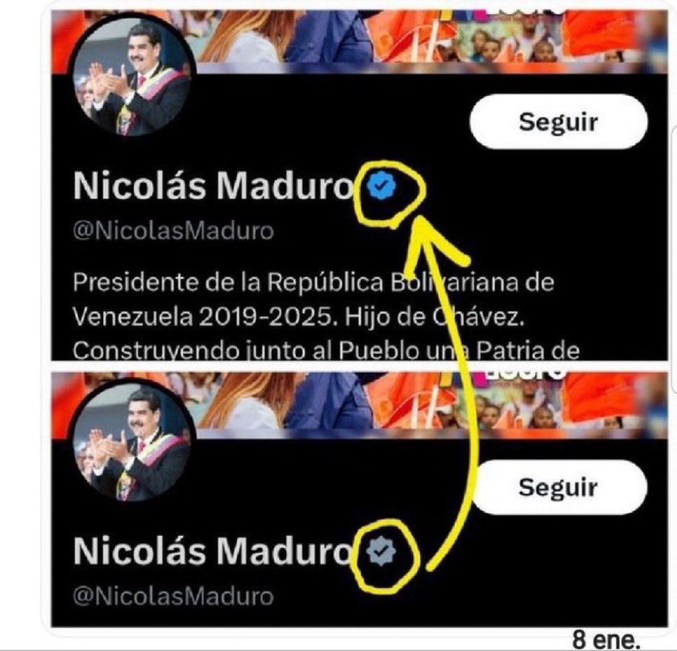eduardomenoni's tweet photo. Elon Musk le da una patada en el trasero al tirano genocida Nicolás Maduro y le quita la verificación gubernamental plateada de X, al narcoterrorista Maduro por coronarse como dictador de Venezuela 🇻🇪. ¿Apoyas esta acción de Elon Musk en contra de la tiranía de Maduro? https://t.co/LwxR8bsUcC