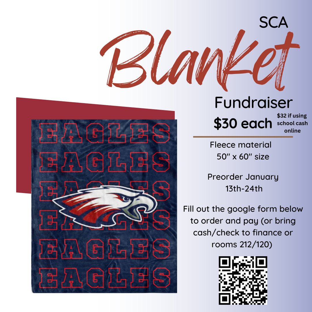 We have an exciting fundraiser starting NEXT week! We are selling LHS themed fleece blankets and they are SOFT 😍

Our pre-order form link:  forms.gle/BZN9bZ4X2pcQzj…🔗 ! Blankets are $30 each (cash/check) or $32 if paying using schoolcash online.