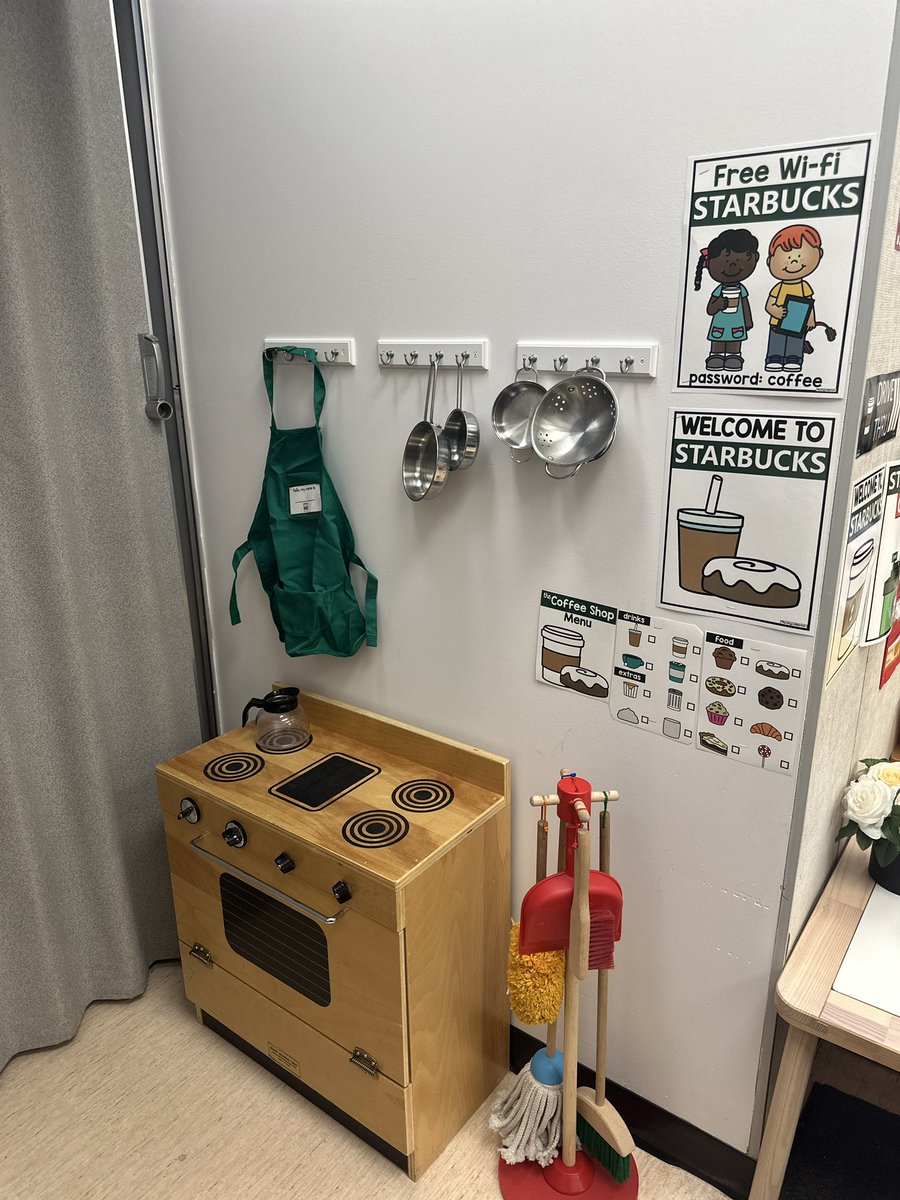 MrsLadhar's tweet photo. Where my love of Starbuck meets creativity! Our mini Starbucks lets kids be baristas, cashiers, and customers—serving up lattes, laughs, and life skills, one pretend cup at a time! @StarbucksCanada #sd36learn https://t.co/kRjGfsvv8n