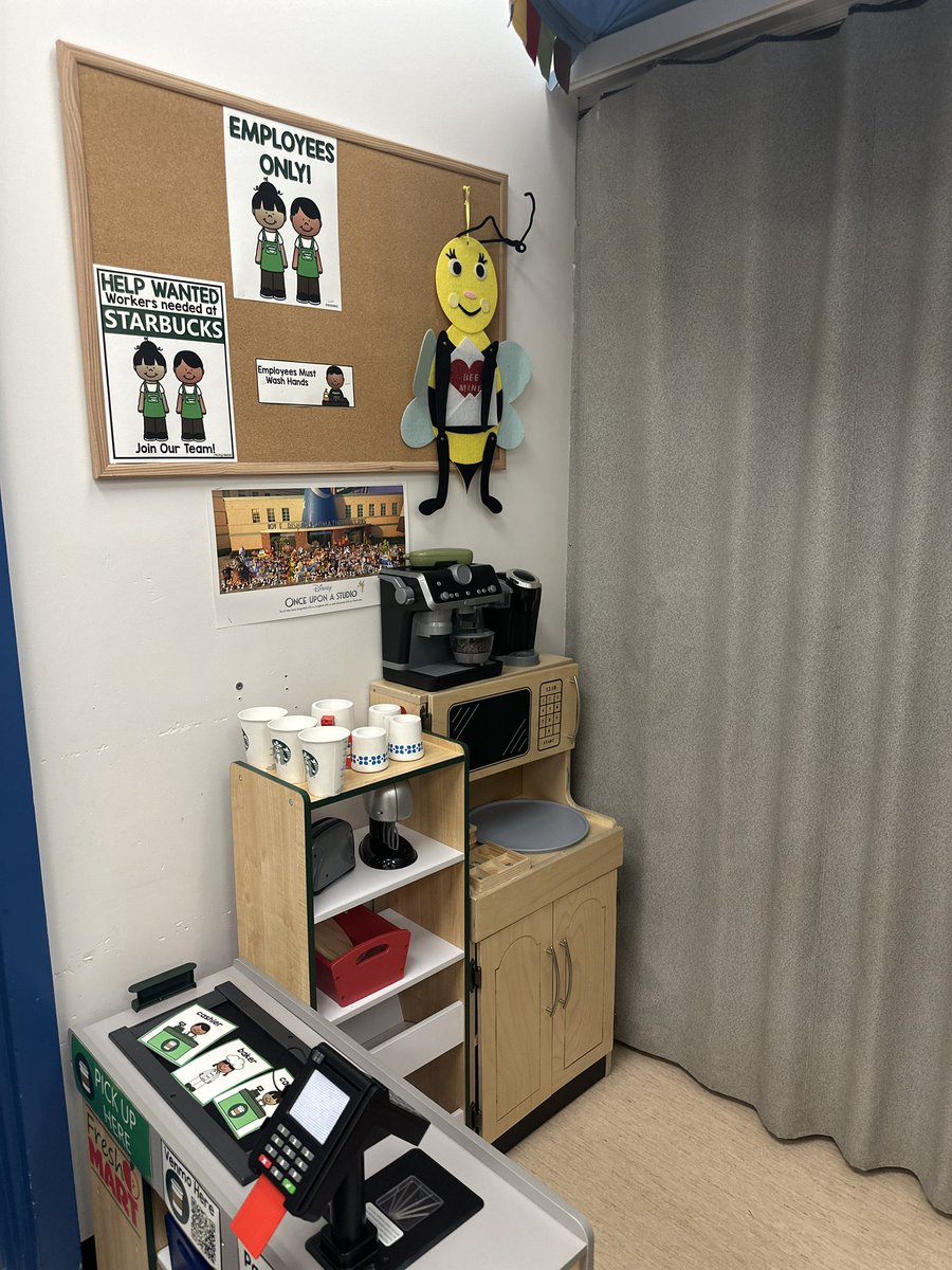 MrsLadhar's tweet photo. Where my love of Starbuck meets creativity! Our mini Starbucks lets kids be baristas, cashiers, and customers—serving up lattes, laughs, and life skills, one pretend cup at a time! @StarbucksCanada #sd36learn https://t.co/kRjGfsvv8n