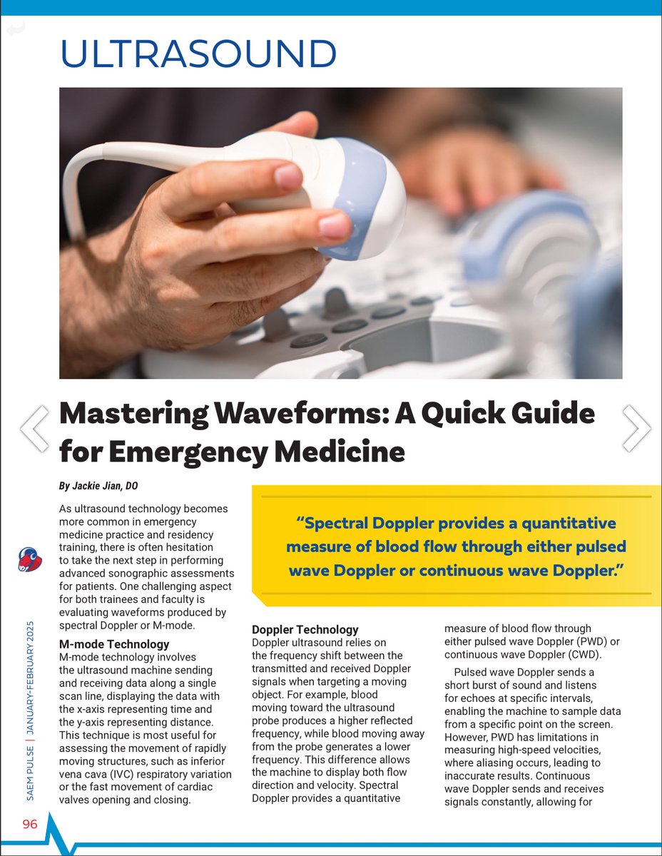 guthrie_em's tweet photo. Our Director of Ultrasound, Dr. Jian, recently had an article published in SAEM Pulse covering  waveforms produced by spectral Doppler and M-mode! Congrats Dr Jian! https://t.co/bCcxjZtEvo