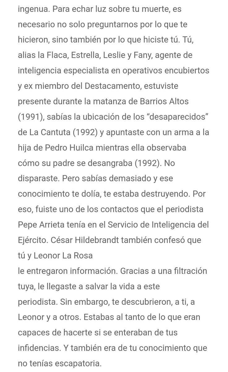 OscarCastilloS's tweet photo. @RoyAtamirano @KeikoFujimori @MariaCorinaYA @OEA_oficial @ONU_es Hay q recordar el Caso d la Agente @EjercitoPeru @CCFFAA_PERU Mariela Barreto :
Malditos fujimoristas @albertofujimori Vladimiro Montesinos y sus asesinos GRUPO COLINA la secuestraron torturaron DESCUARTIZARON y enterraron sus restos en diversos lugares @CorteIDH @ONUHumanRights https://t.co/iGS41S8XPb