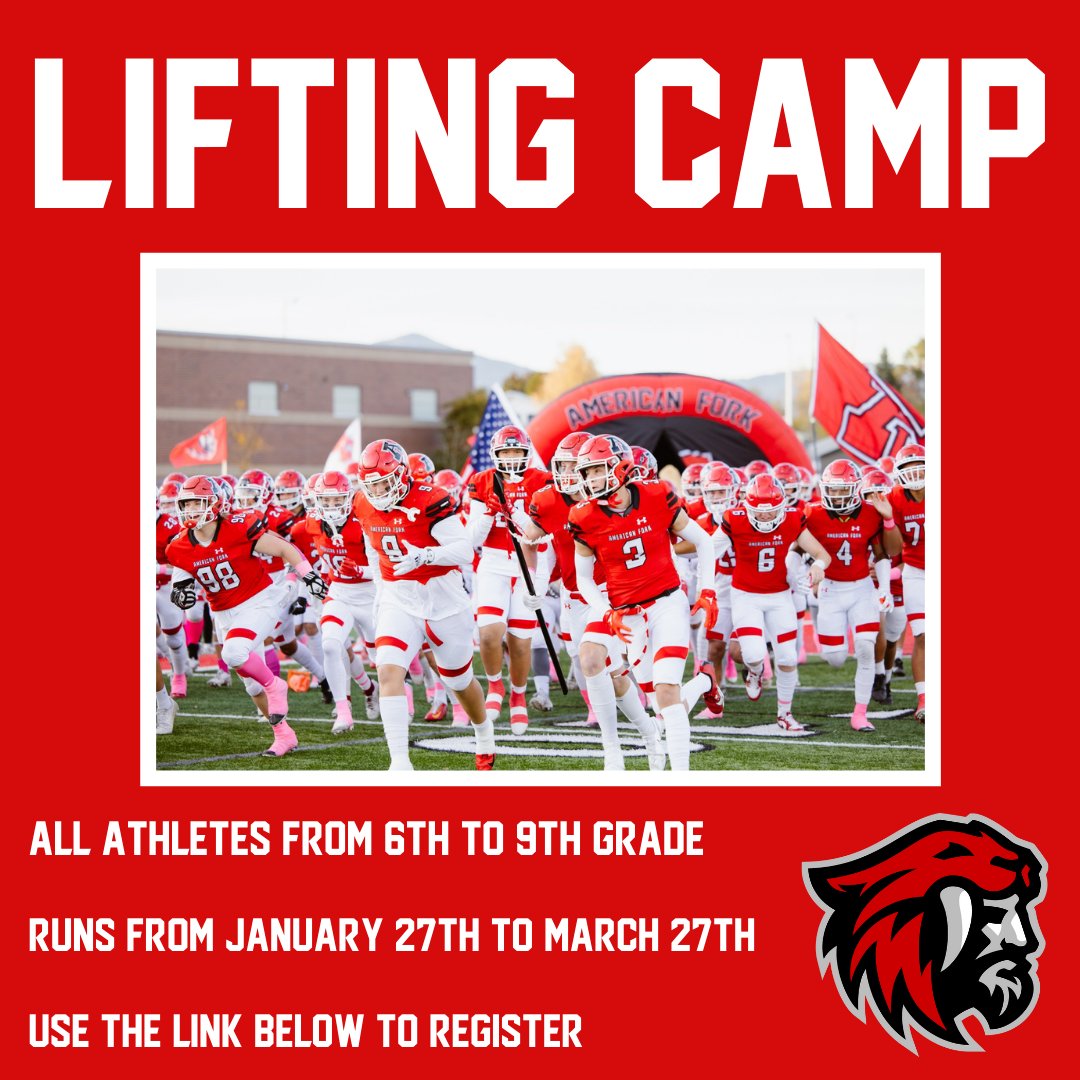 Junior High Lifting Camp

Lifting camp will run from January 27th to March 27th for athletes in 6th-9th grade.

Use the link below to sign up and find more info:
sfnd.io/cavemanfootbal…