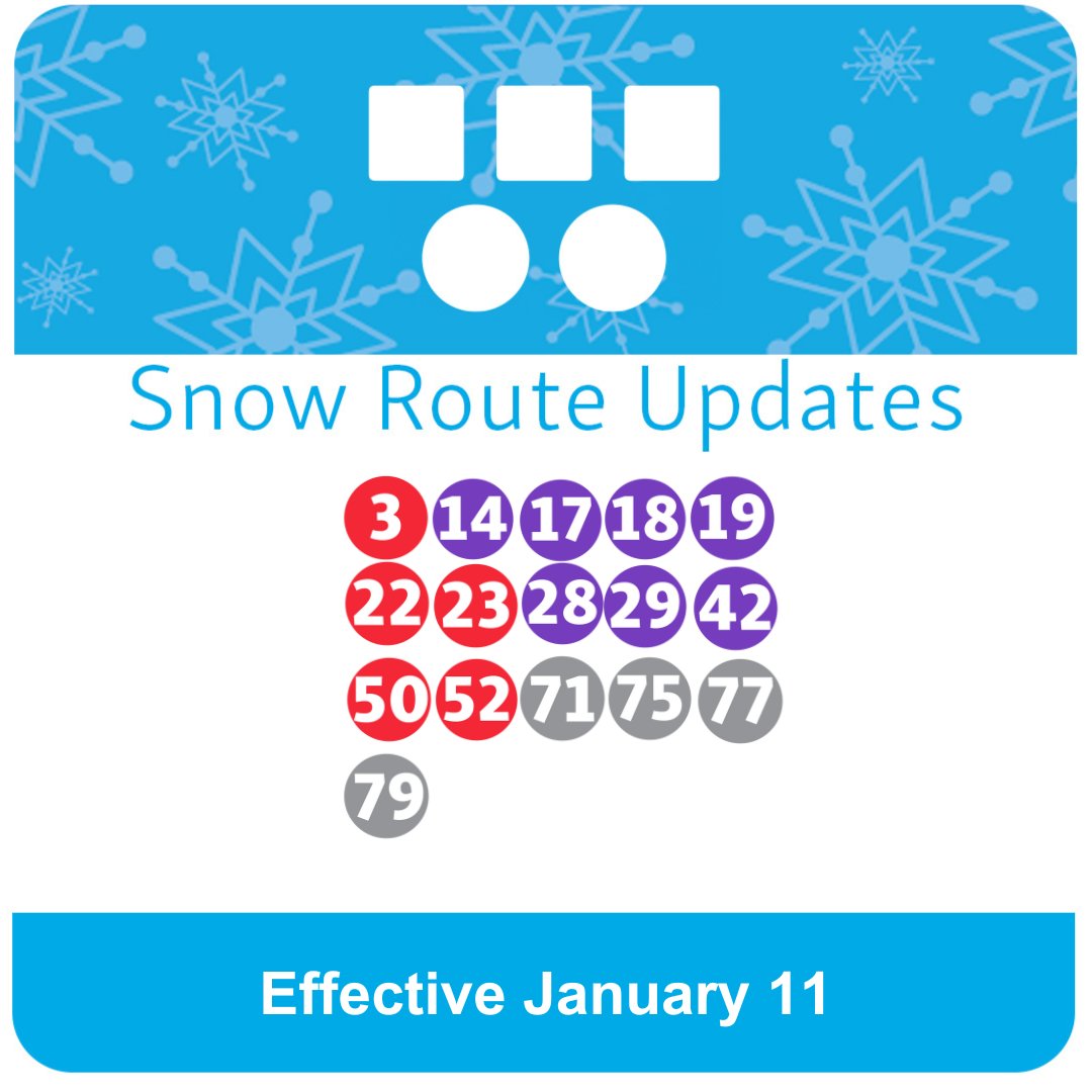 Due to winter weather, WeGo Public Transit will continue operating on snow routes on Saturday, January 11. For a list of snow route detours visit wegotransit.com/ride/weather-a… or check mobile real-time information on the Transit App.
