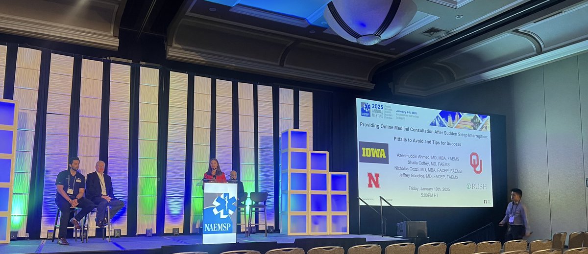 UNMC Emergency Medical Services Fellowship (@unmc_ems) on Twitter photo Great discussion on answering OLMC calls in the middle of the night with an expert panel today at <a href="/NAEMSP/">NAEMSP</a> #NAEMSP2025. Our fellowship director, Dr. Coffey, working in tandem with EMS physicians from around the Midwest.
<a href="/CoffeyShaila/">Shaila Coffey</a> @TheAzeemAhmed <a href="/NickCozziMDMBA/">Nicholas Cozzi, MD, MBA</a> <a href="/drjeffgoodloe/">Jeffrey M Goodloe, MD, FACEP, FAEMS</a> Great discussion on answering OLMC calls in the middle of the night with an expert panel today at <a href="/NAEMSP/">NAEMSP</a> #NAEMSP2025. Our fellowship director, Dr. Coffey, working in tandem with EMS physicians from around the Midwest.
<a href="/CoffeyShaila/">Shaila Coffey</a> @TheAzeemAhmed <a href="/NickCozziMDMBA/">Nicholas Cozzi, MD, MBA</a> <a href="/drjeffgoodloe/">Jeffrey M Goodloe, MD, FACEP, FAEMS</a>