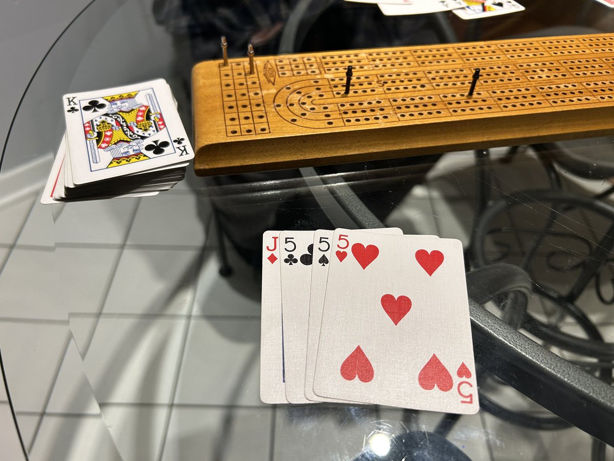 I was hoping to cut the 5 of diamonds… so rare even to get the opportunity to try for a 29, let alone get it. Been playing cribbage for 45 years, and still have not gotten a 29!