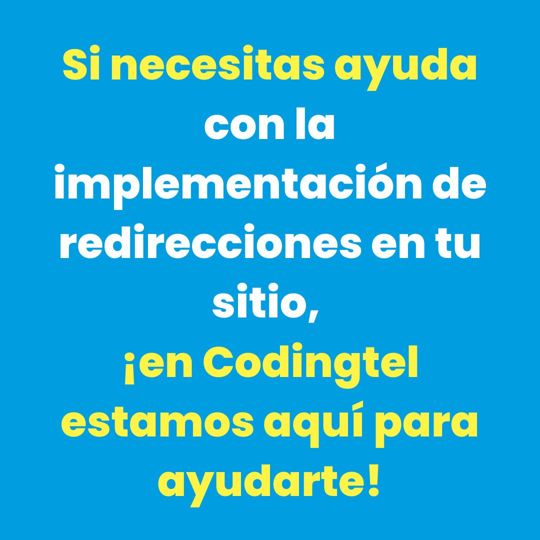 codingtel's tweet image. Si necesitas ayuda con la implementación de redirecciones en tu sitio, ¡en Codingtel estamos aquí para ayudarte¡¡Contáctanos!
#Redirecciones #SEO #DesarrolloWeb #Codingtel