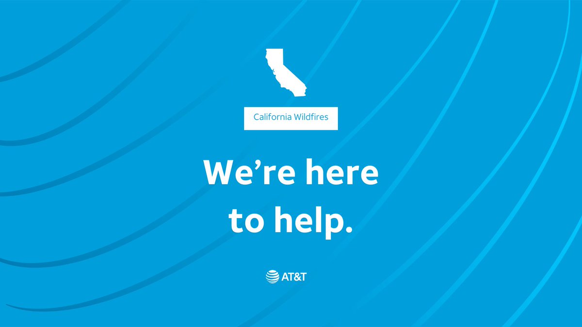 During this challenging time, our hearts are with everyone impacted by the ongoing California wildfires. We are committed to helping you stay connected when it matters most. We’re here for you - for additional information please visit about.att.com/pages/disaster…

Stay safe and know