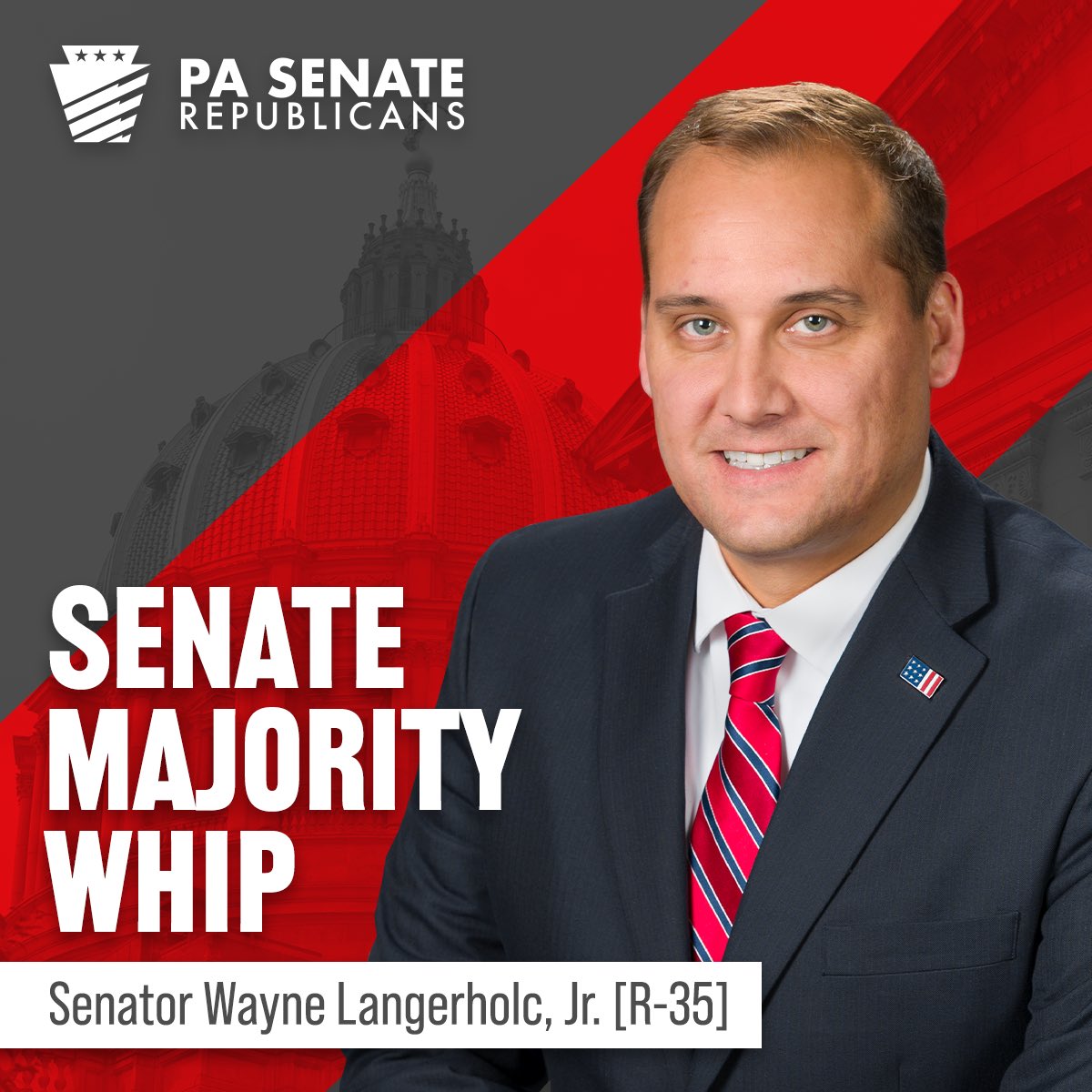PA Senate Republicans (@pasenategop) on Twitter photo PA Senate Republicans elected <a href="/SenLangerholc/">Senator Wayne Langerholc</a> to serve as Majority Whip for the 2025-26 legislative session. His duties will include acting as assistant floor leader, working to gain support for legislation & ensuring that Republican policies are maintained through caucus efforts. PA Senate Republicans elected <a href="/SenLangerholc/">Senator Wayne Langerholc</a> to serve as Majority Whip for the 2025-26 legislative session. His duties will include acting as assistant floor leader, working to gain support for legislation & ensuring that Republican policies are maintained through caucus efforts.