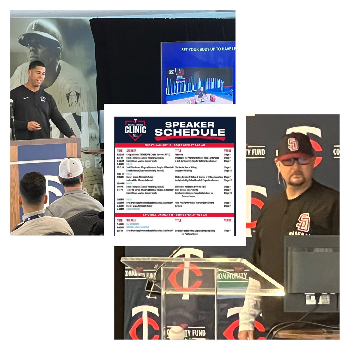 MN Baseball Coaches (@mshsbca) on Twitter photo 2 fantastic sessions running at the same time - too touch to choose!
Gianni Bloom, upper left, talking catching.
<a href="/coachFitz17/">Coach Fitz</a> , lower right, talking picks & bunt coverages.
Good thing we will have the video links available in a few weeks! 2 fantastic sessions running at the same time - too touch to choose!
Gianni Bloom, upper left, talking catching.
<a href="/coachFitz17/">Coach Fitz</a> , lower right, talking picks & bunt coverages.
Good thing we will have the video links available in a few weeks!