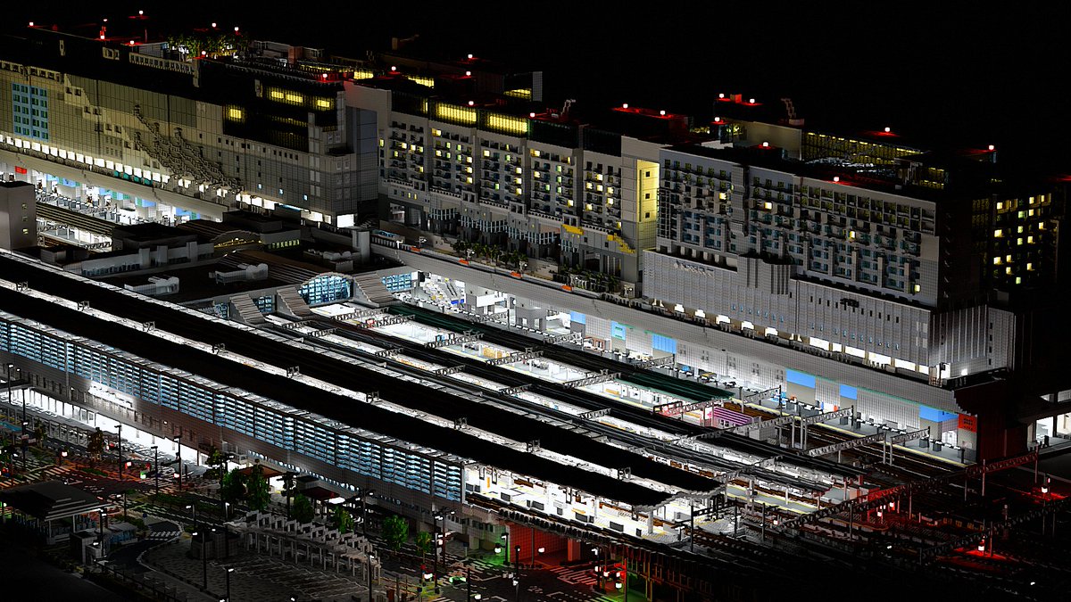 京都駅  夜　
#minecraft京都再現　＃minecraft建築コミュ
blender rendering