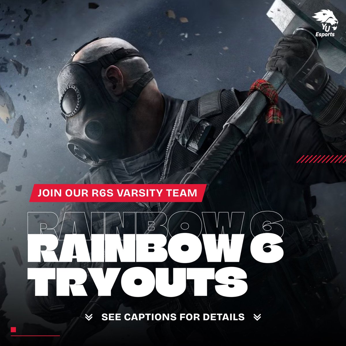 Rainbow 6 Siege players!! Interested in joining our varsity team? Signup for tryouts now! 

‼️Google Form in our Discord server, linked in our Linktree ‼️